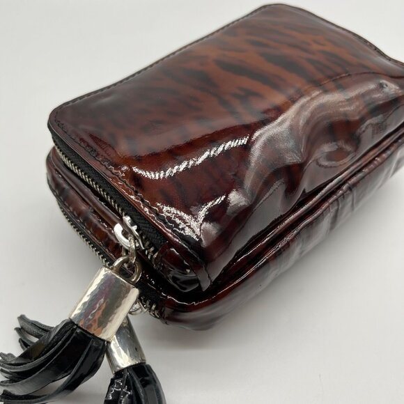 Brighton Brown Wild Tiger Patent Leather Brazos Crossbody - Picture 8 of 12